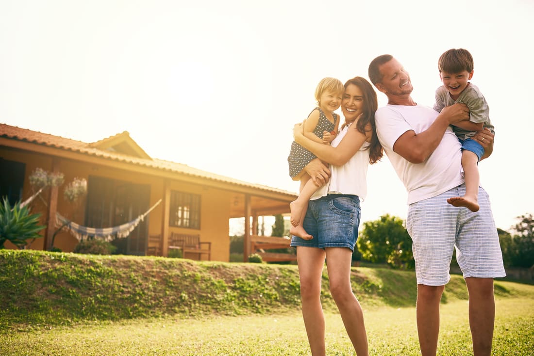 Family outside their home